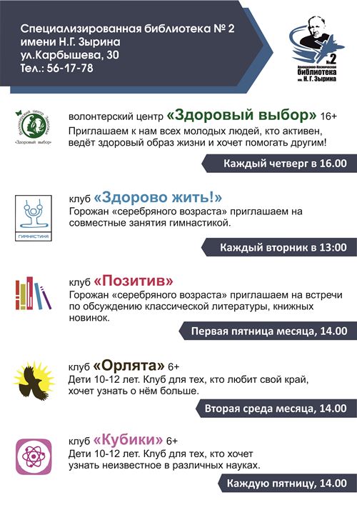 Клубы 2-й библиотеки